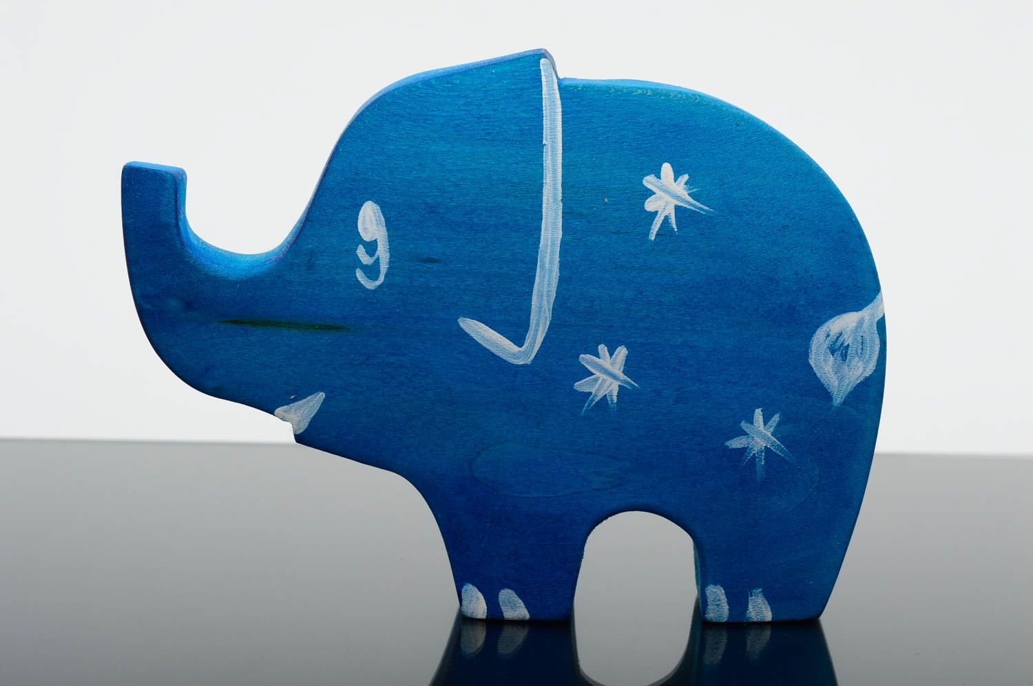 Figur Elefant blau Holz Figur handmade Deko Ideen Haus Geschenk für Kinder  foto 1