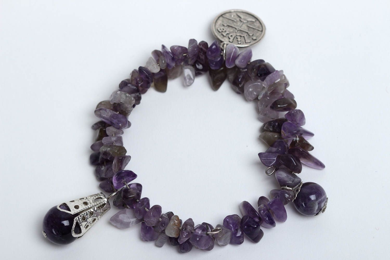 Amethyst bracelet woven designer bracelet fashion jewelry with natural stones photo 2