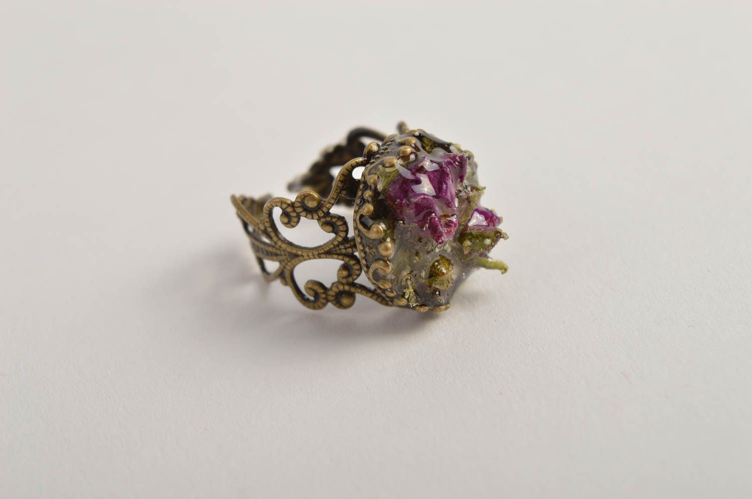 Handmade jewelry flower ring epoxy resin seal ring designer accessories photo 2