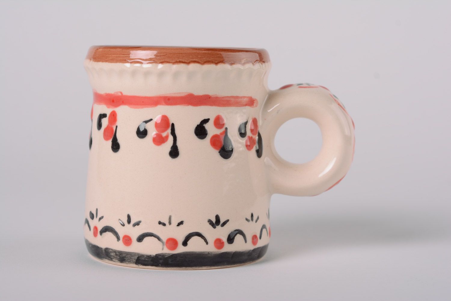 Clay handmade mug for tea and coffee with painting majolica ceramics home decor photo 1