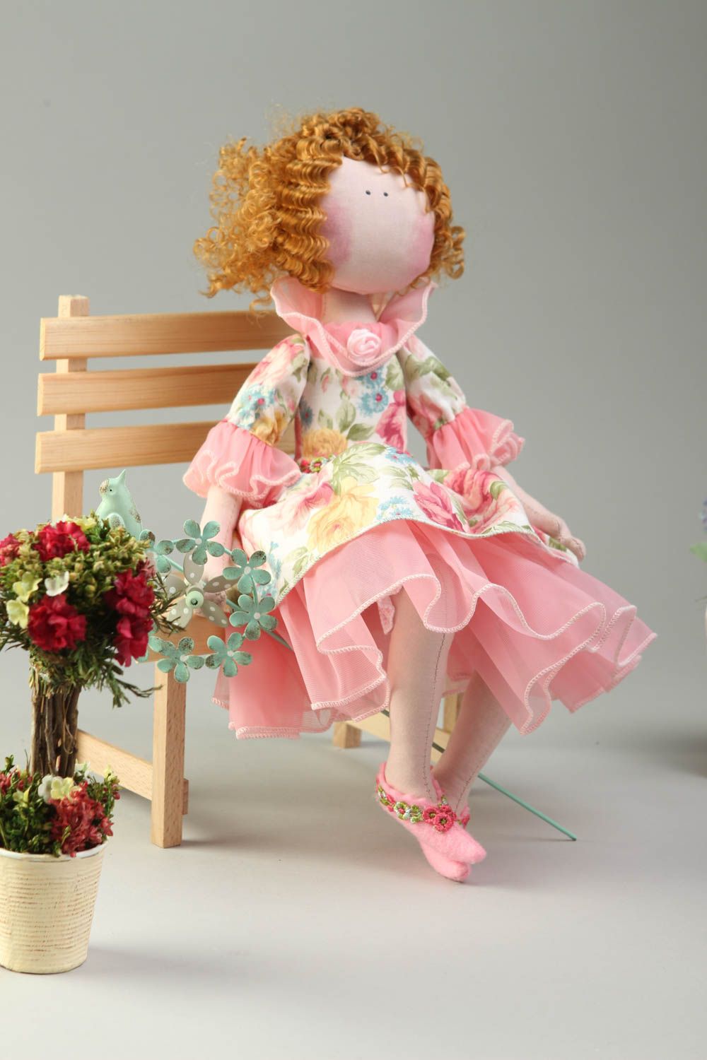 Unusual handmade soft toy rag doll nursery design gift ideas decorative use only photo 1