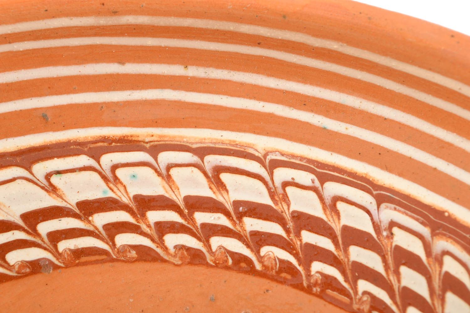 Bol en terre cuite original brun peint ornementé style ethnique fait main photo 3