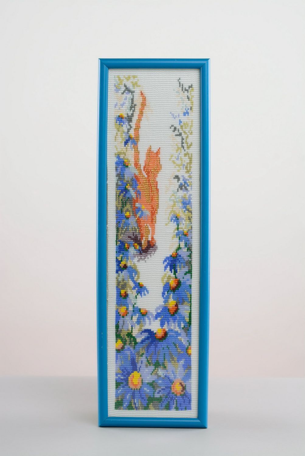 Wandbild aus Glasperlen Kater in Blumen foto 4