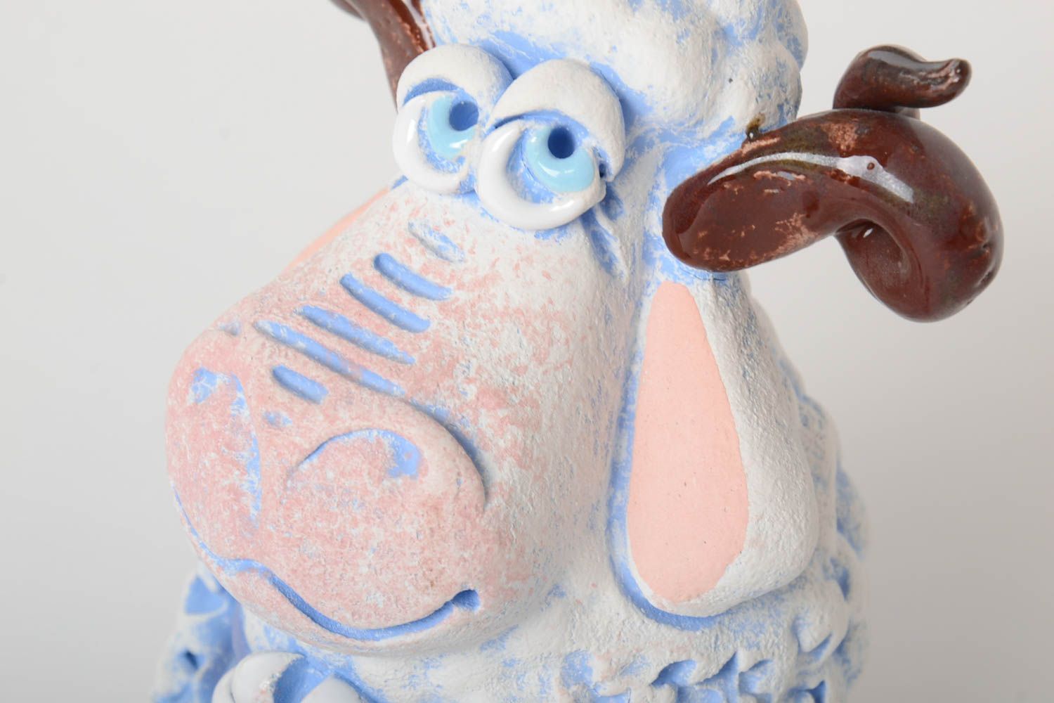 Tirelire mouton Figurine animal avec fleur en céramique Cadeau enfant original photo 3