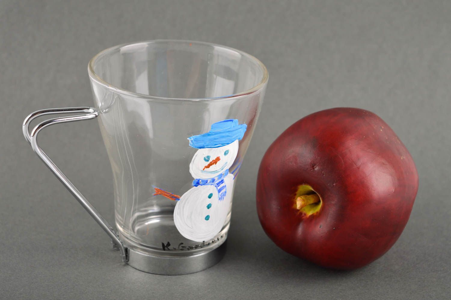 Taza de cristal artesanal con monigote de nieve menaje del hogar vajilla moderna foto 1