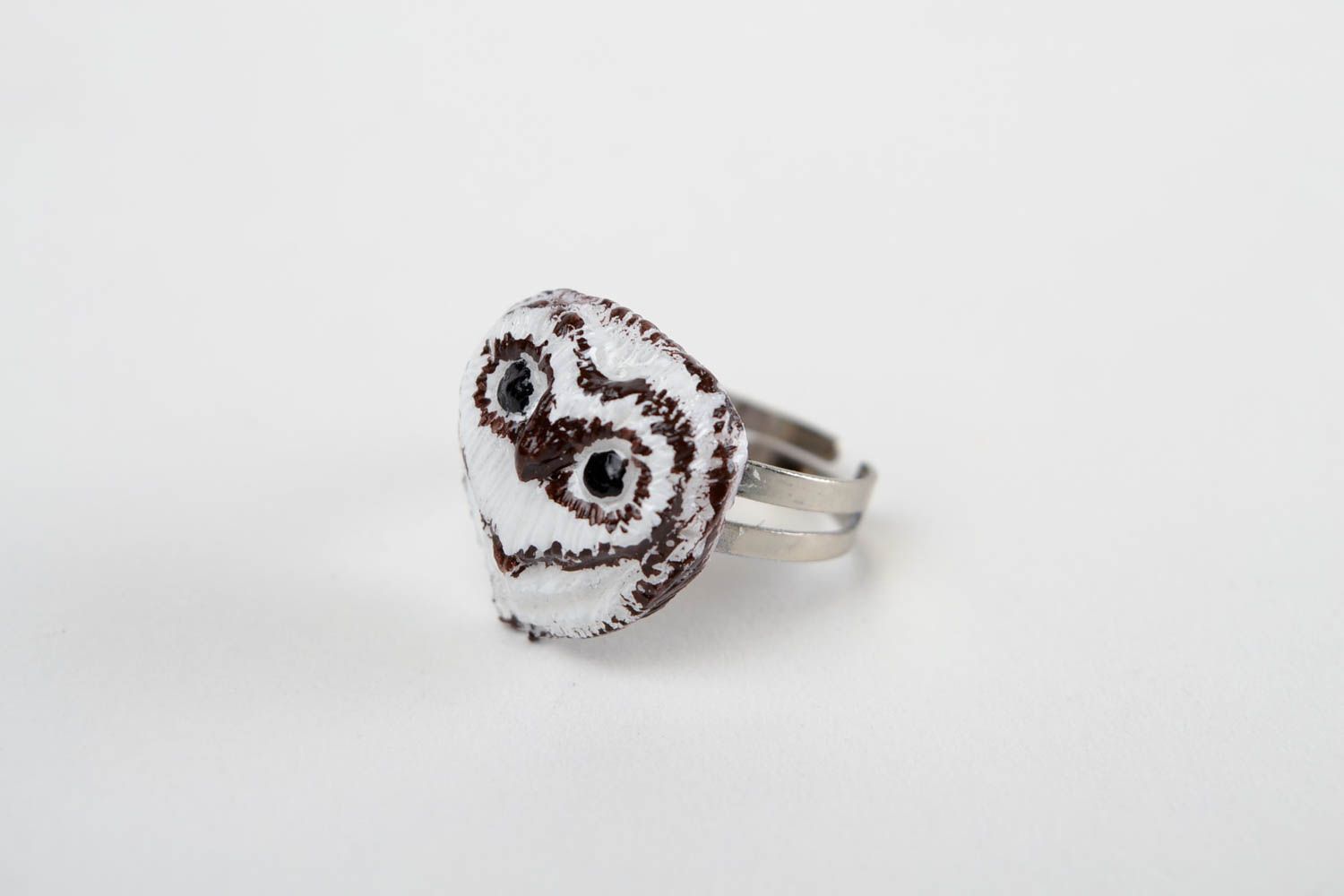 Кольцо ручной работы кольцо для девушек украшение из полимерной глины Сова фото 4