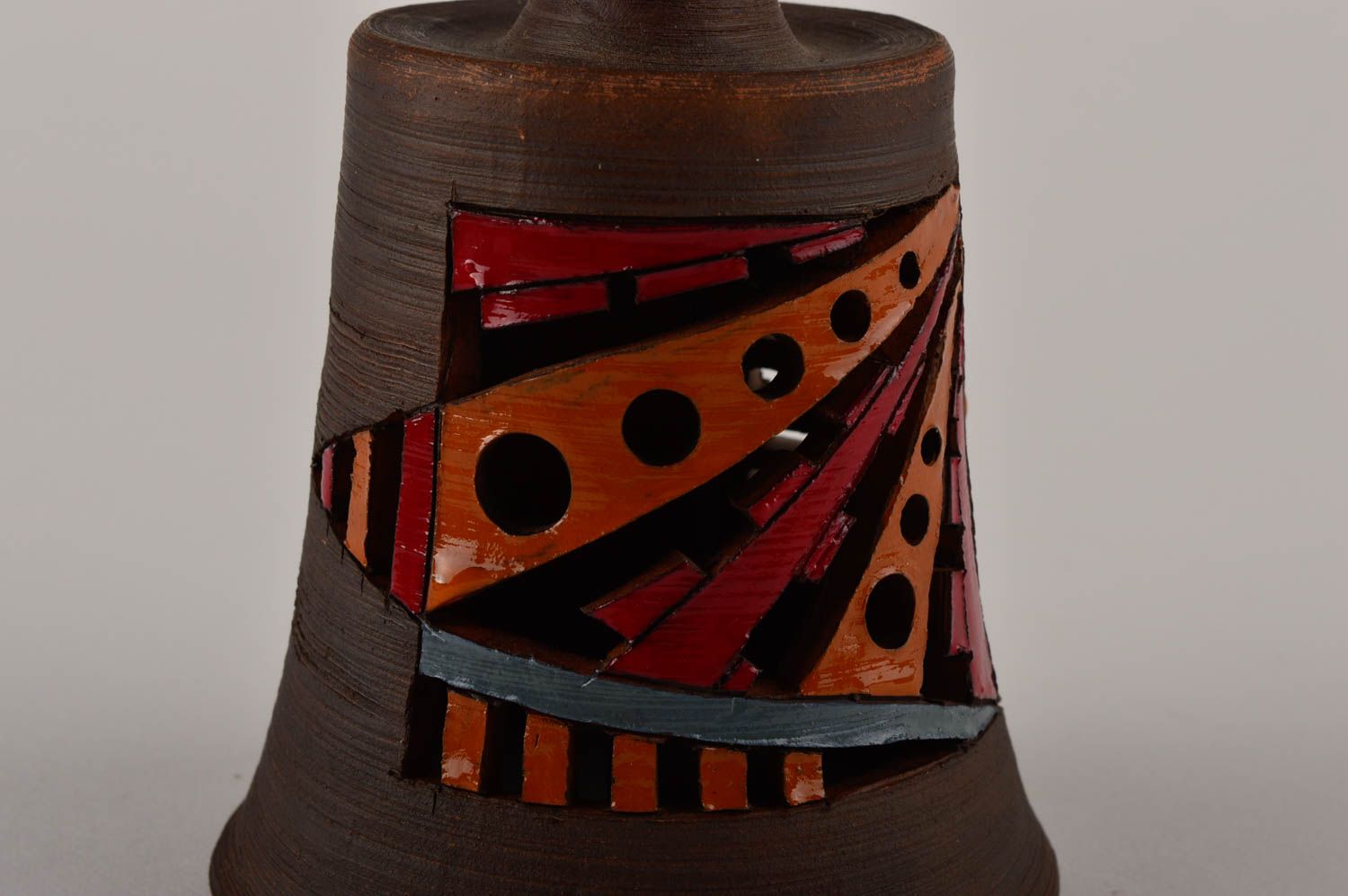 Campana artesanal de barro con ornamento decoración de hogar regalo original foto 3