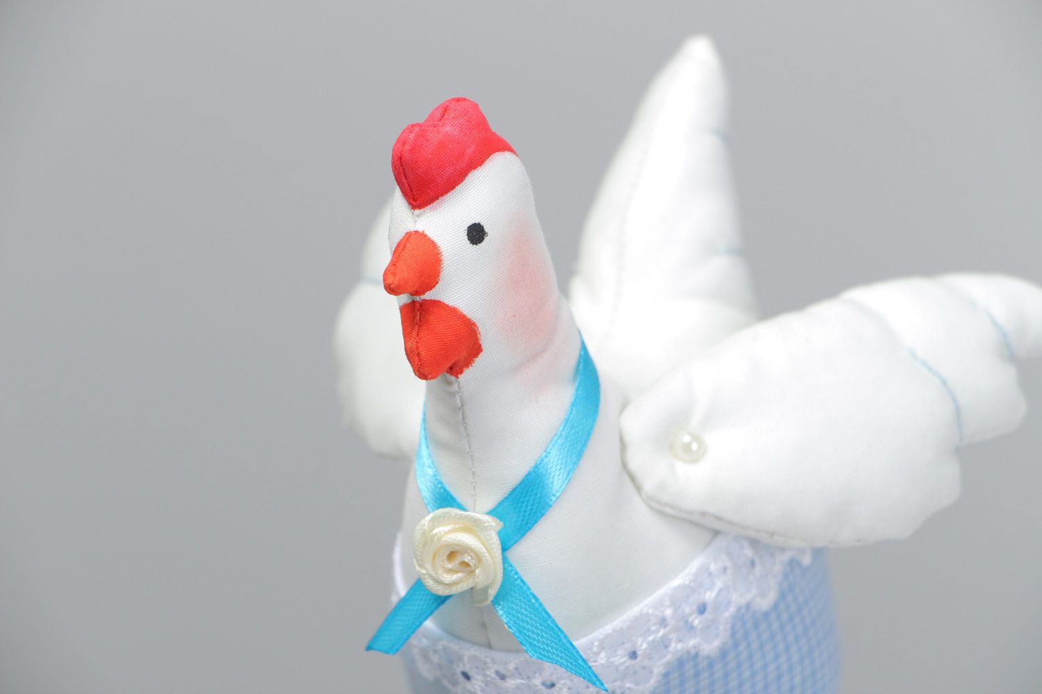 Petite poule de Pâques en tissu avec pot faite main pour décor de maison photo 3