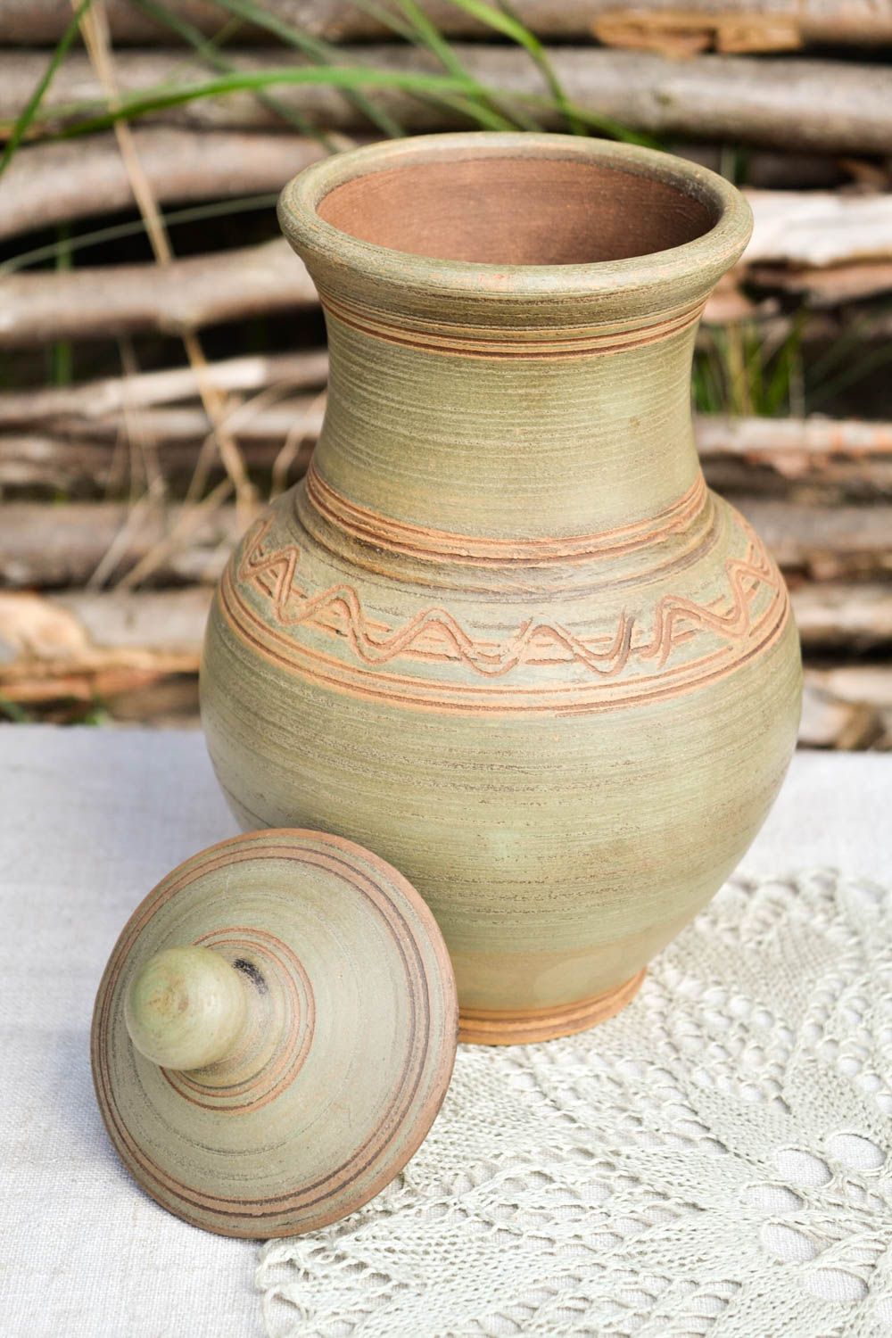 Ceramic kitchenware unusual green pot beautiful designer home accessory photo 1