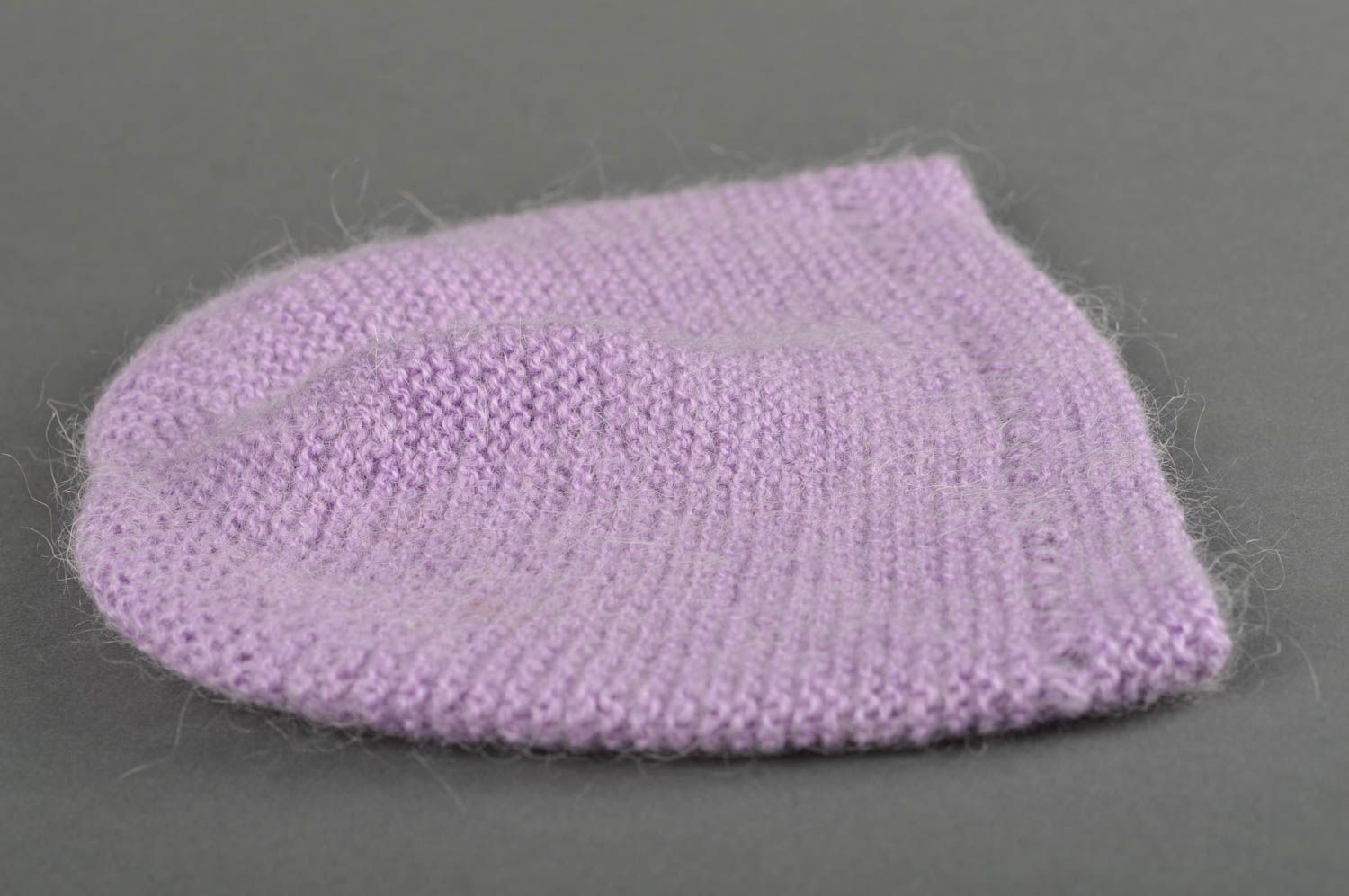 Bonnet au crochet fait main Chapeau tricot design violet Vêtement enfant photo 5