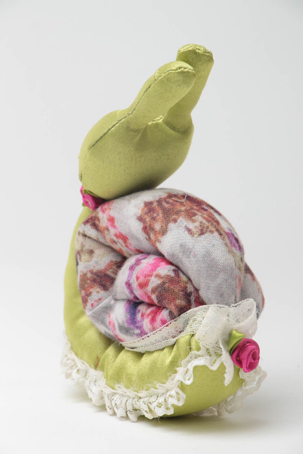 Textil Kuscheltier Schnecke aus Trikotage bunt handmade Spielzeug für Kinder foto 4