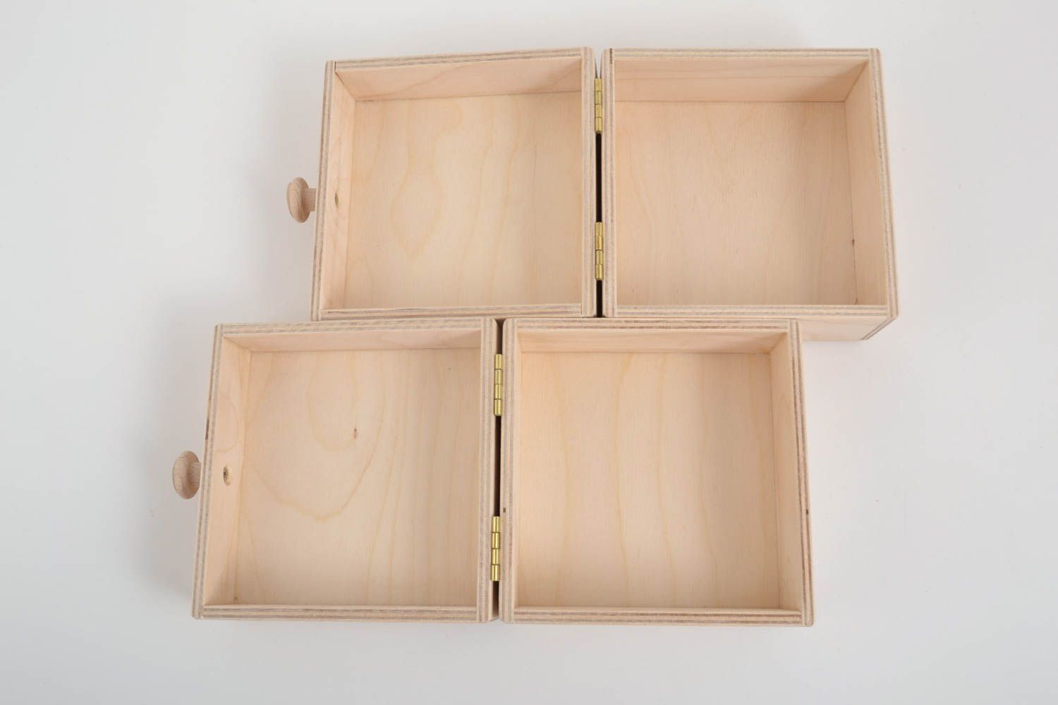 Set of 2 handmade wooden blank boxes wooden craft art supplies gift ideas photo 2