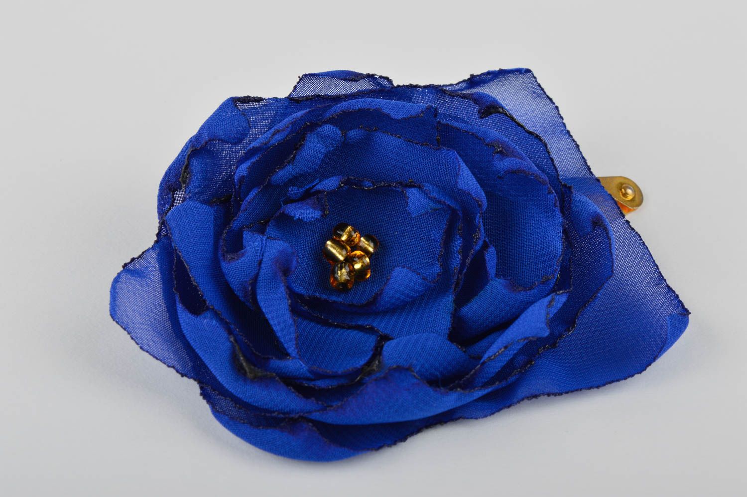 Handmade blue hair clip unusual designer barrette beautiful flower hair clip photo 4
