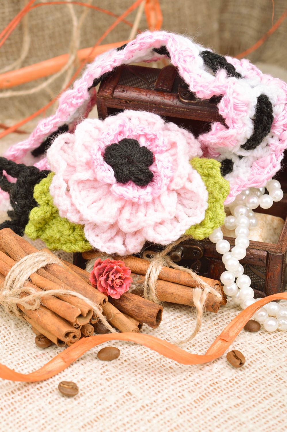 Stylish handmade head band crocheted beautiful flower designer accessory photo 1