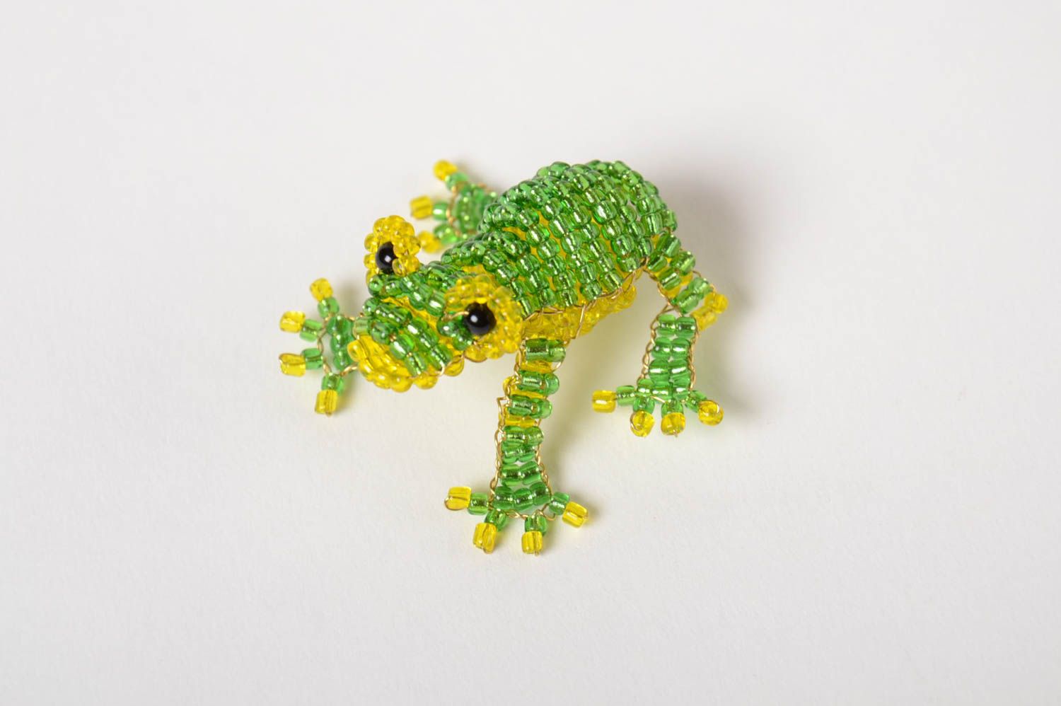 Figurine en perles de rocaille grenouille verte petite faite main décorative photo 5