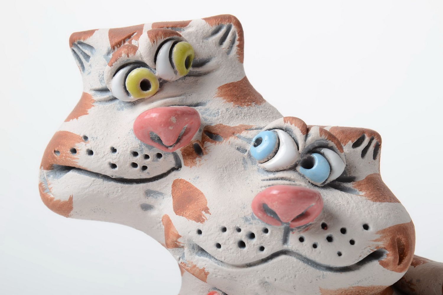 Originelle schöne bemalte Keramik Spardose Katzen handmade Künstlerarbeit  foto 4