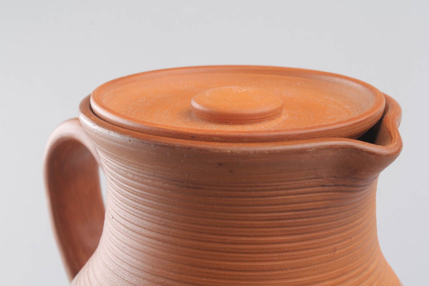 Jarro de argila feito à mão com tampa louça de cerâmica decorativa artesanal foto 4
