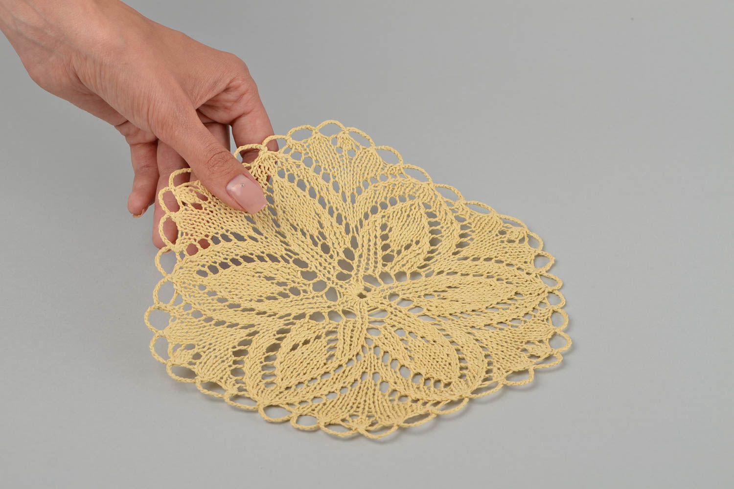 Cotton designer knitted napkin handmade decorative tablecloth for interior photo 2