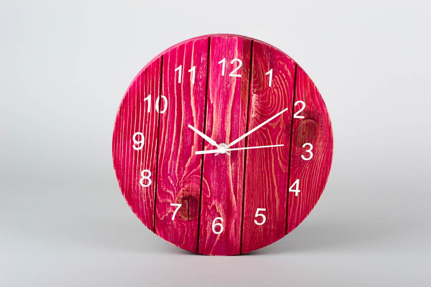 Designer Uhr Wand handgemachte Holz Wanduhr in Rosa runde Wanduhr aus Holz foto 1