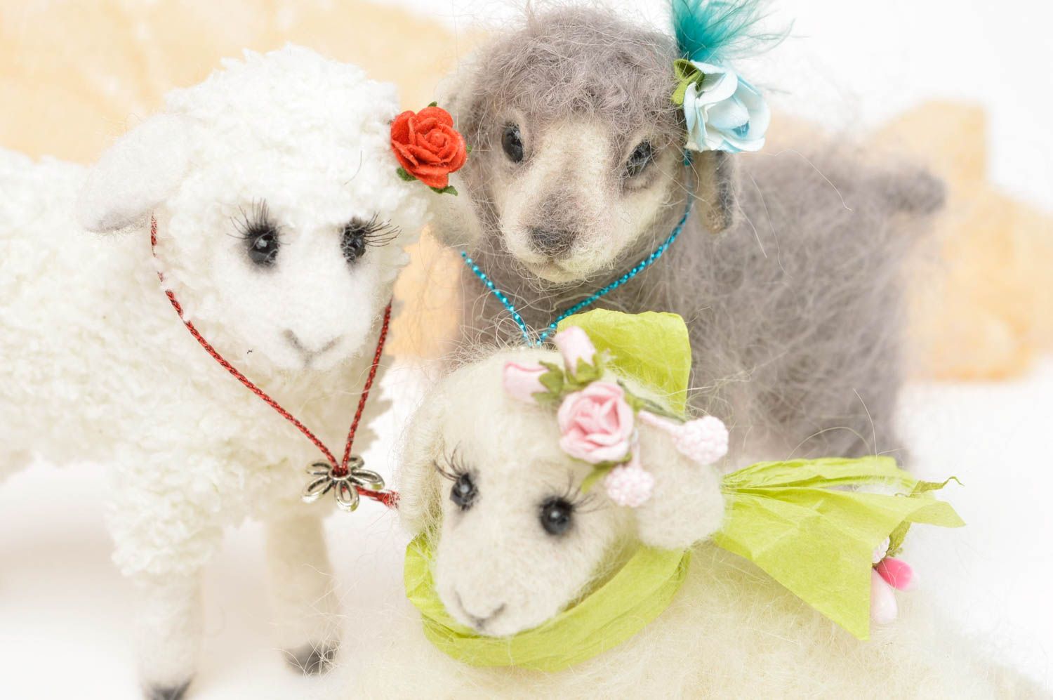 Handmade Spielzeug Set Stoff Tiere Geschenk Idee Kuschel Tiere Schafe schön foto 5
