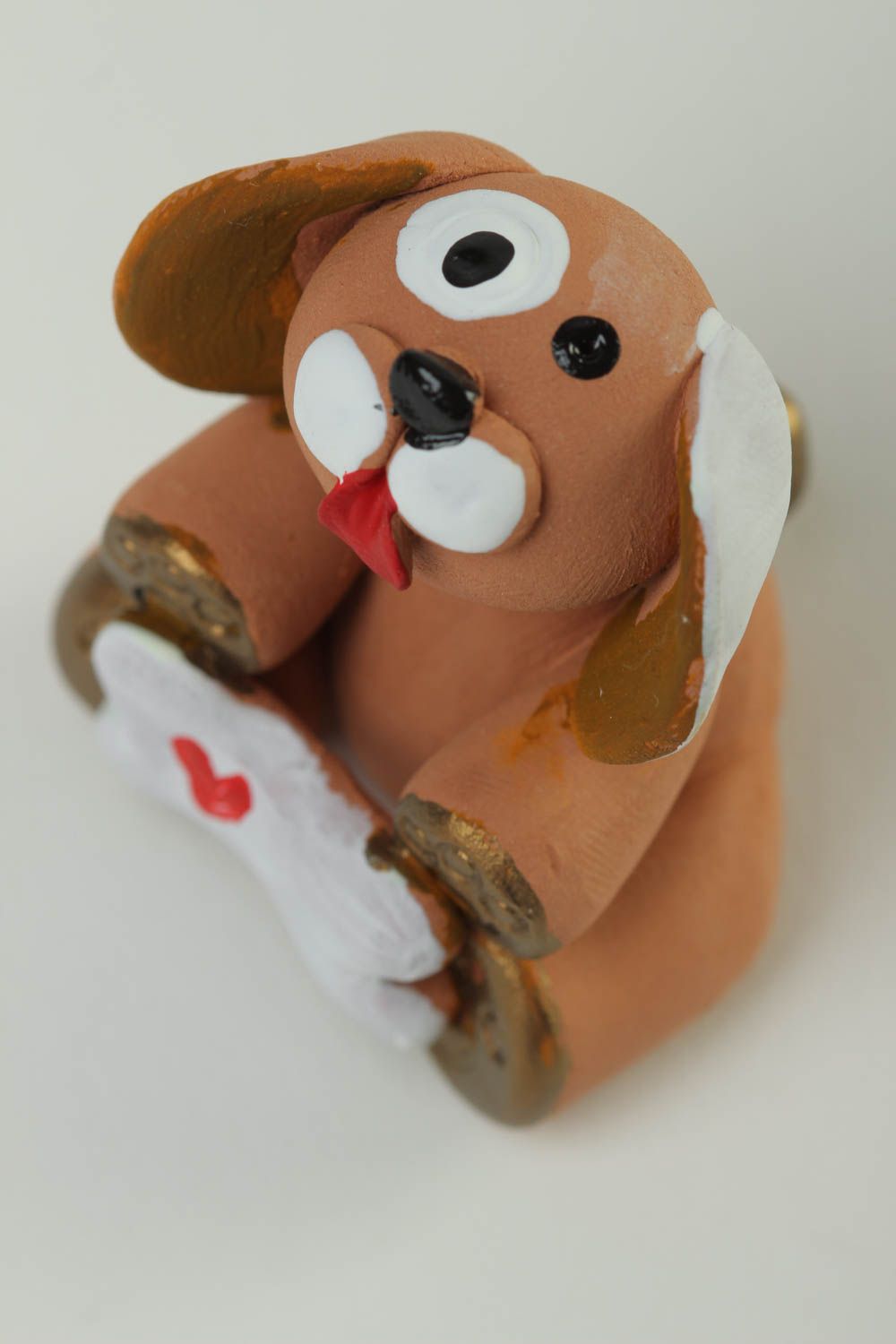 Handmade designer clay figurine unique dog statuette interior present for kids photo 3