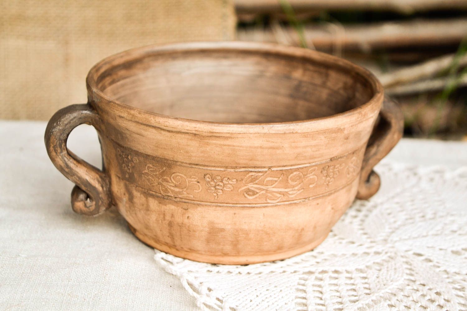 Handmade clay soup bowl kitchen pottery eco friendly pottery ceramic tableware photo 1