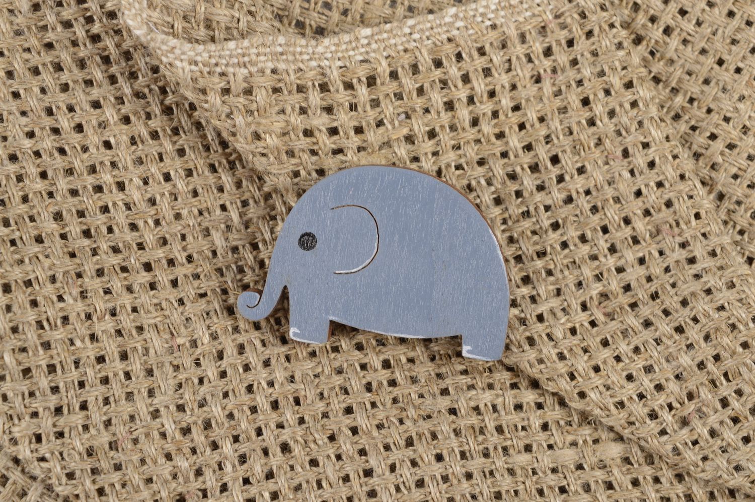 Handmade wooden brooch exclusive beautiful jewelry blue elephant accessory photo 1