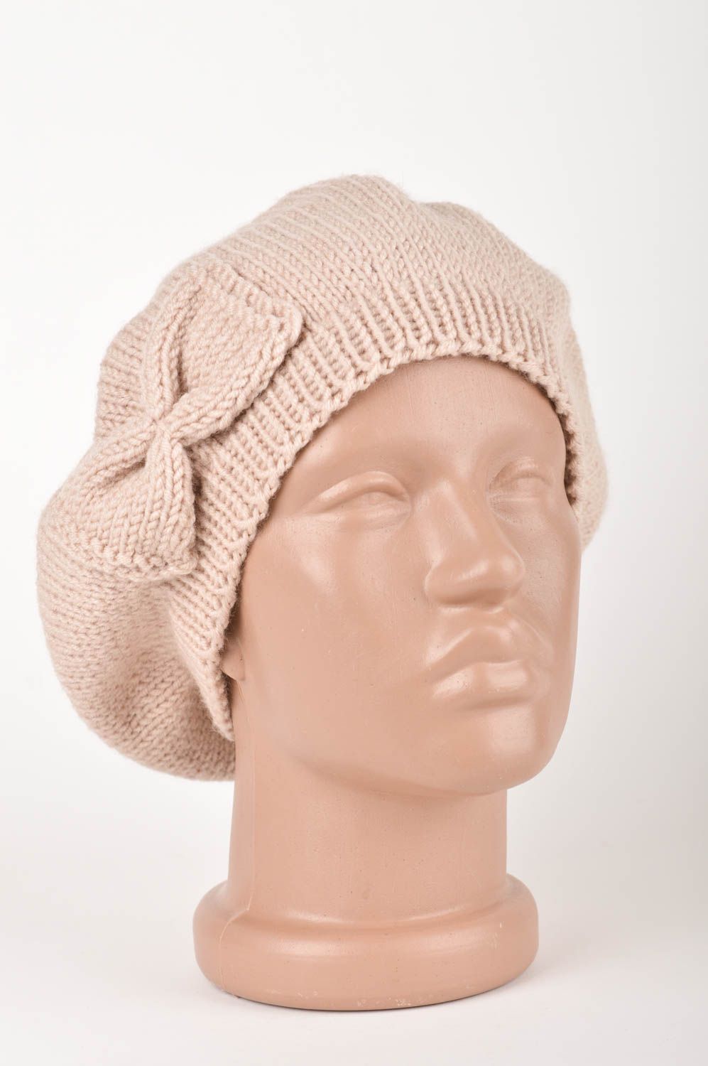 Handmade crocheted beret warm unusual cap crocheted headwear for women photo 1