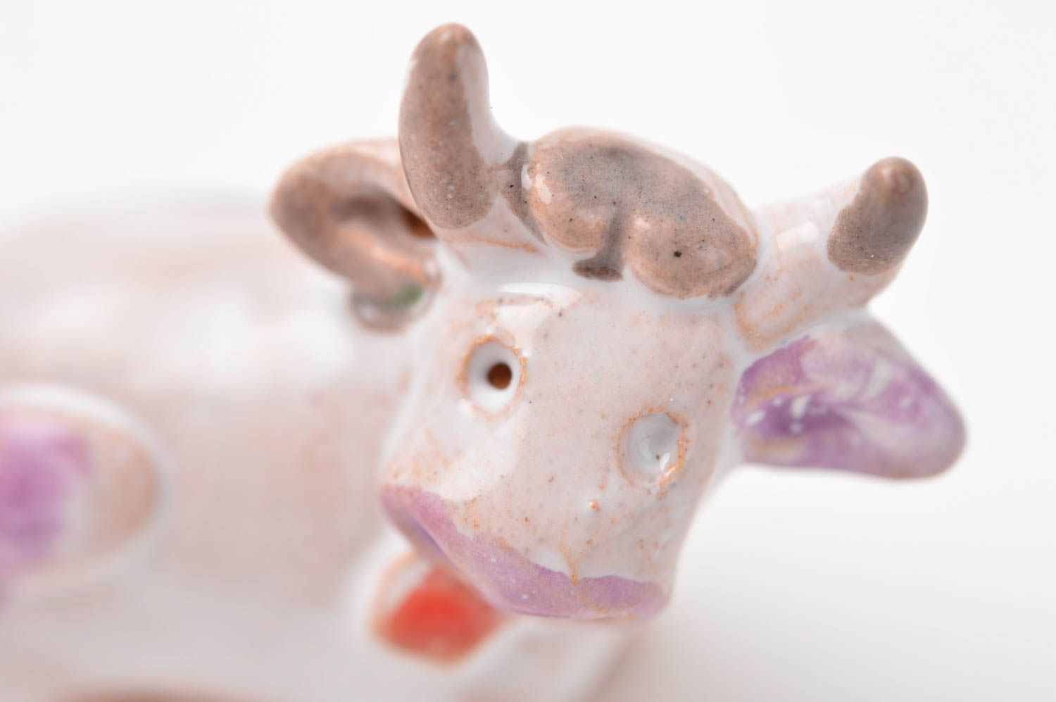 Handgemachte Kuh schöne Keramik Deko Figur aus Ton Tier Statue Miniatur Figur foto 10