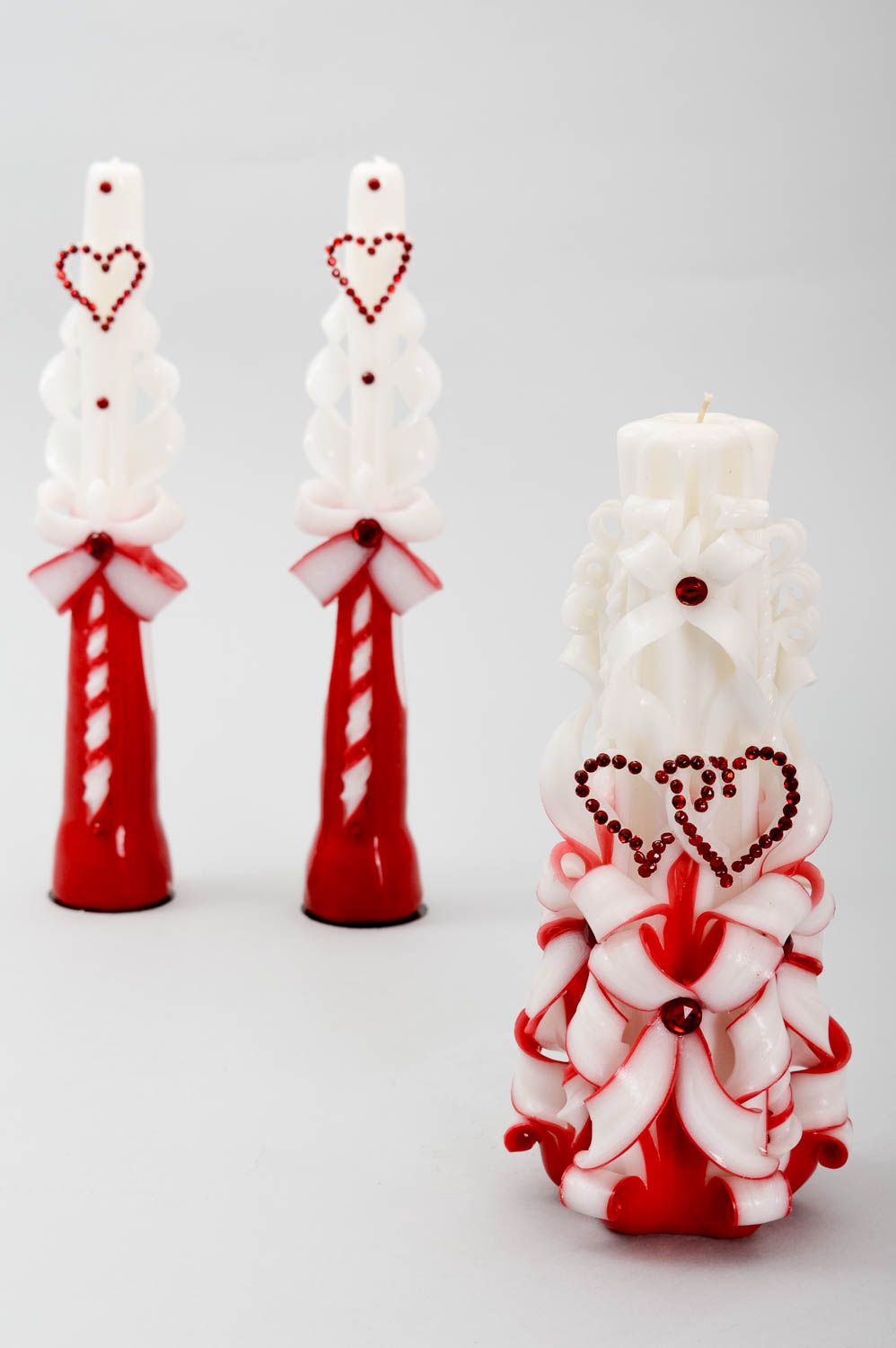 Резные свечи ручной работы свадебные свечи 3 штуки подарки ручной работы фото 2
