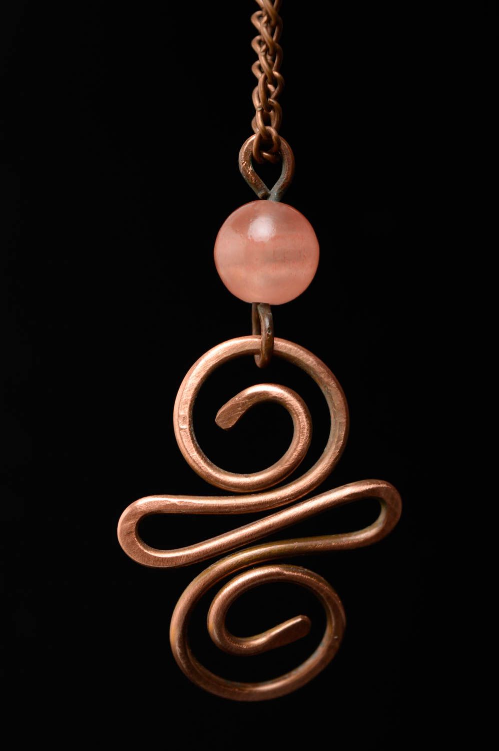 Copper wire pendant with natural onyx photo 4