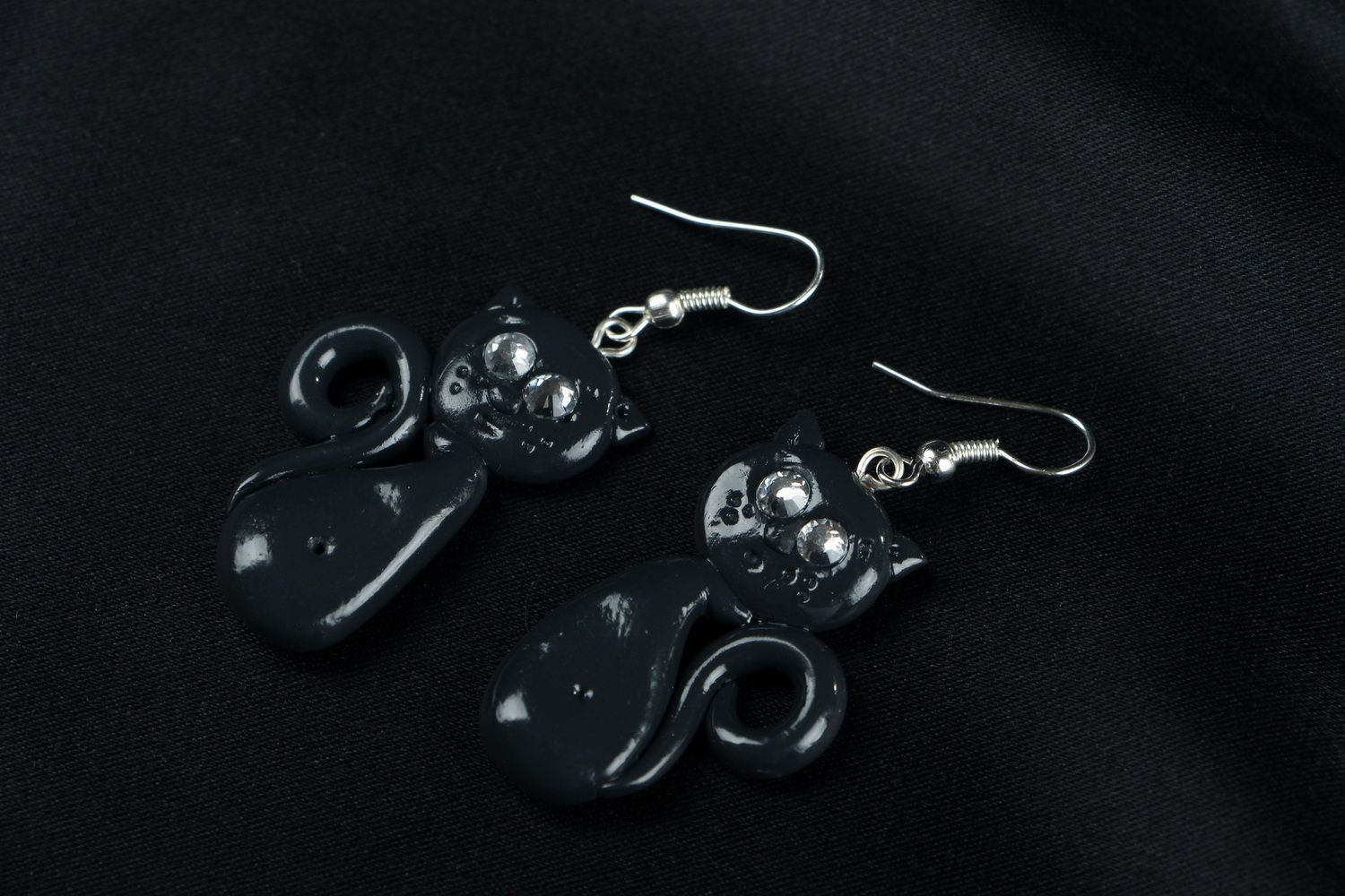 Earrings made ​​of polymer clay Cats photo 1