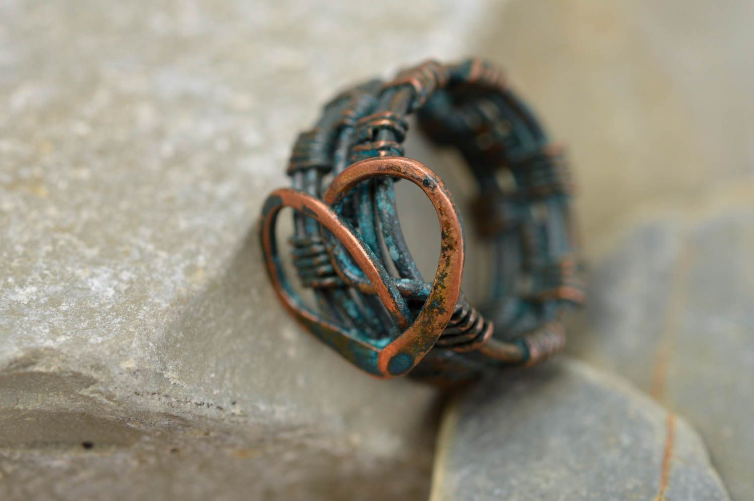 Unusual handmade metal ring womens copper ring handmade accessories metal craft photo 1