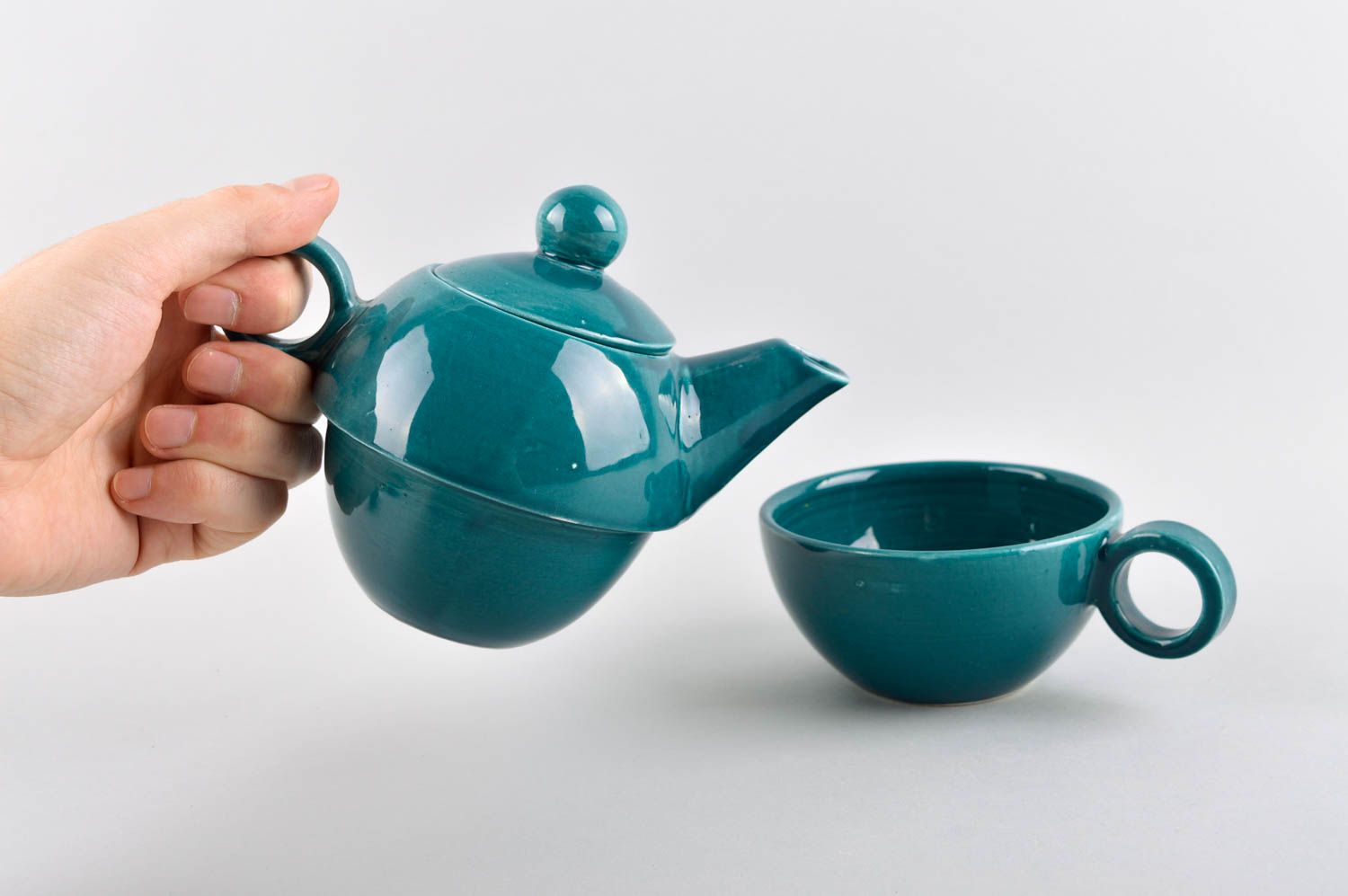 Заварной чайник ручной работы чайная чашка керамическая посуда оригинальная фото 5