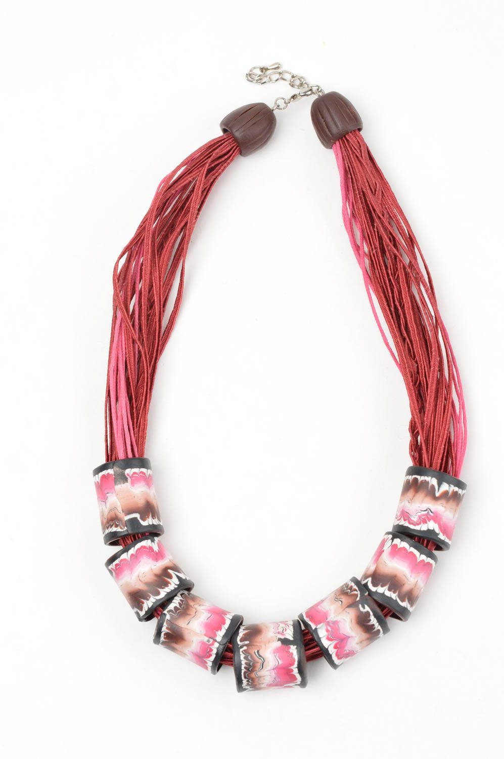 Damen Halskette handmade Halsschmuck für Damen Polymer Clay Schmuck in Rot schön foto 2