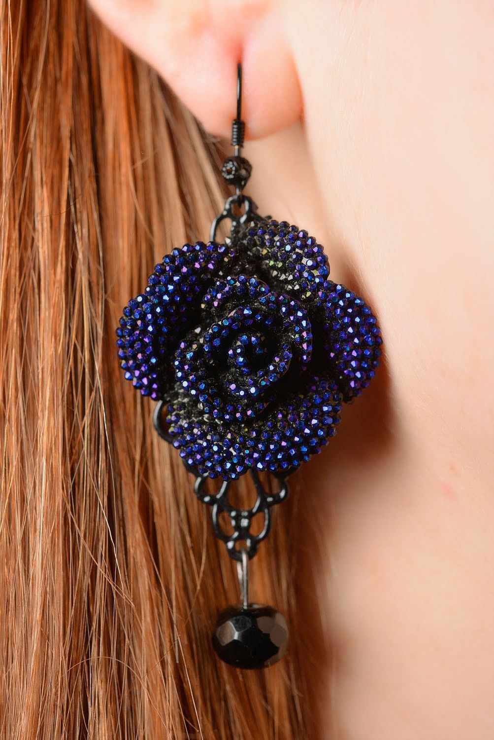 Boucles d'oreilles pendantes Bijou fait main bleu agate verre Cadeau pour femme photo 2