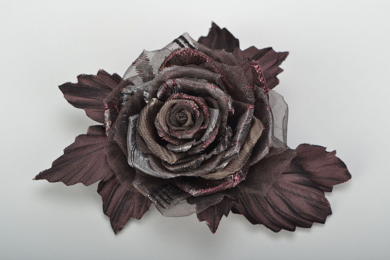 Brosche aus Textil Rose mit Lurex foto 1