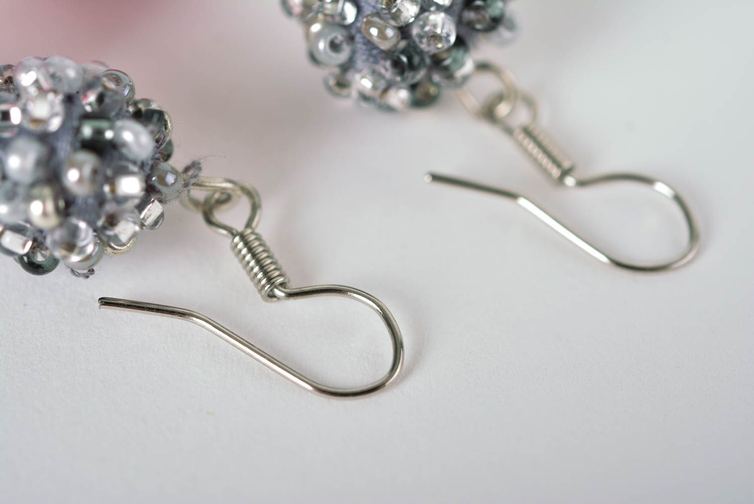 Handmade stylish earrings crimson earrings beaded textile earrings gift for her photo 4