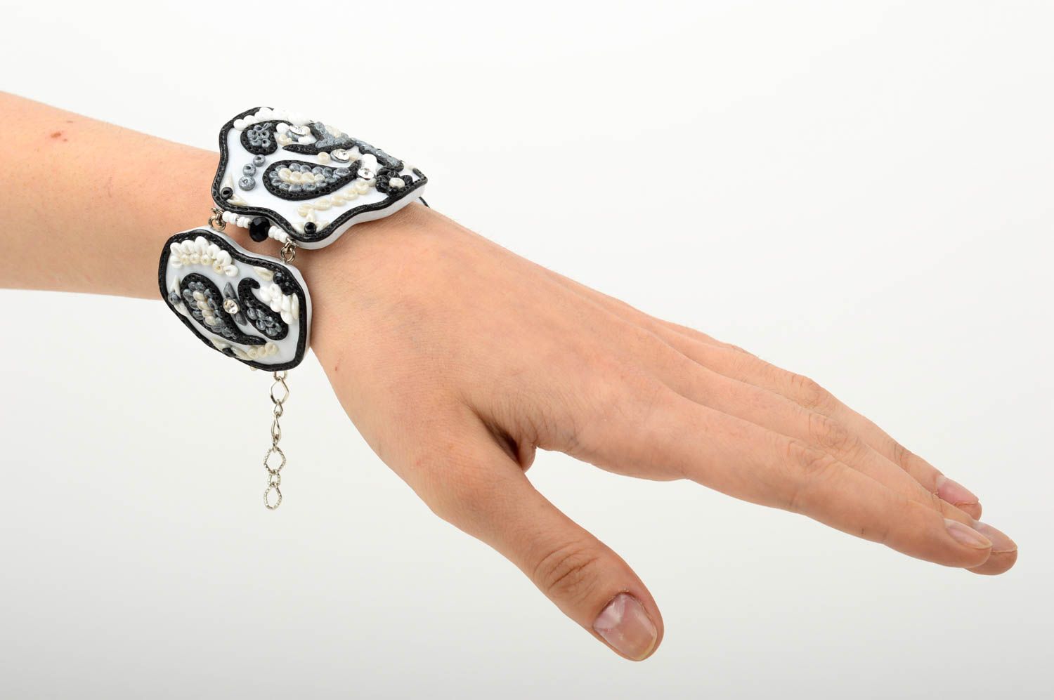 Handmade bracelet cuff bracelet polymer clay designer jewelry fashion accessory photo 2
