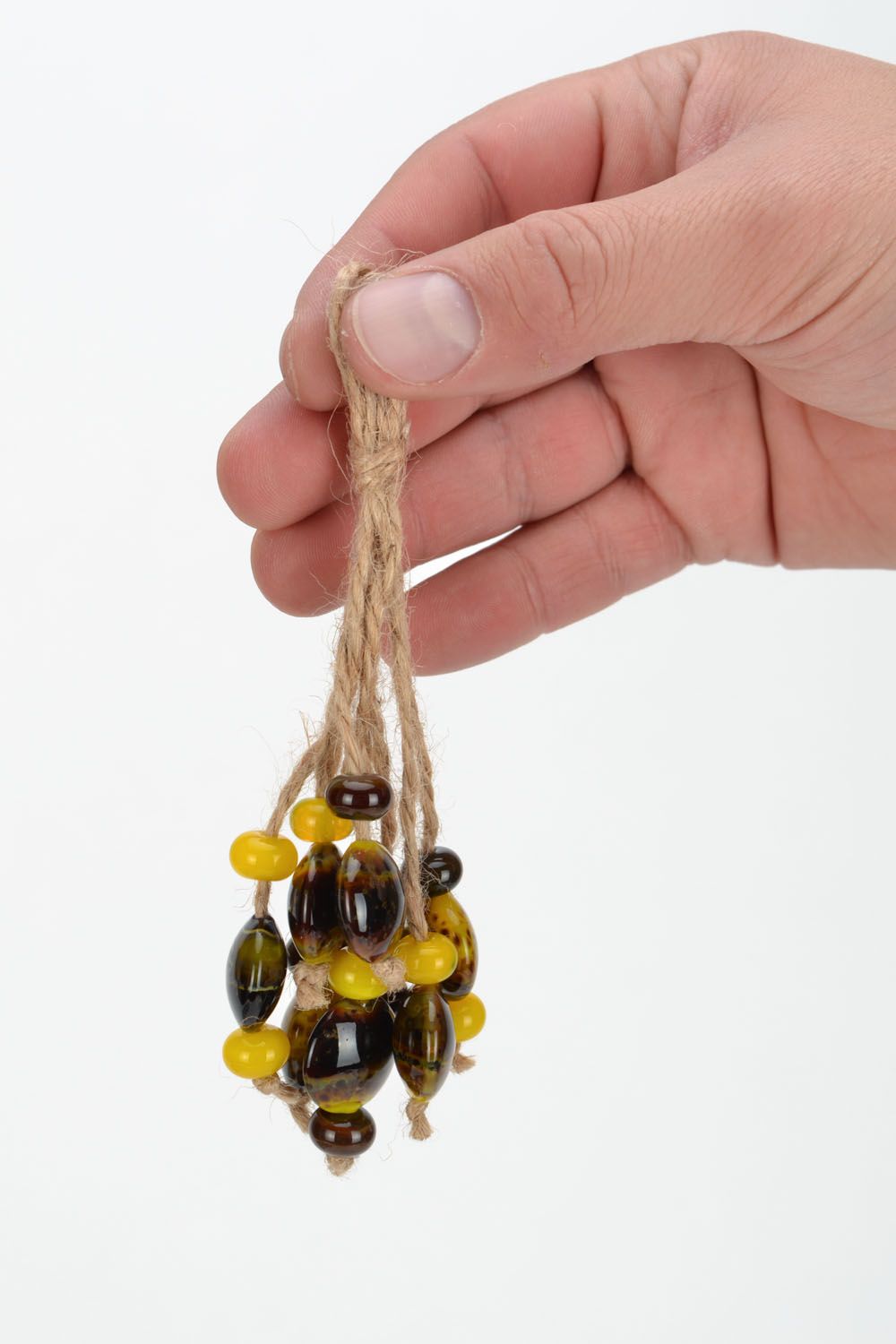 Perles au chalumeau jaune noir faites main  photo 2