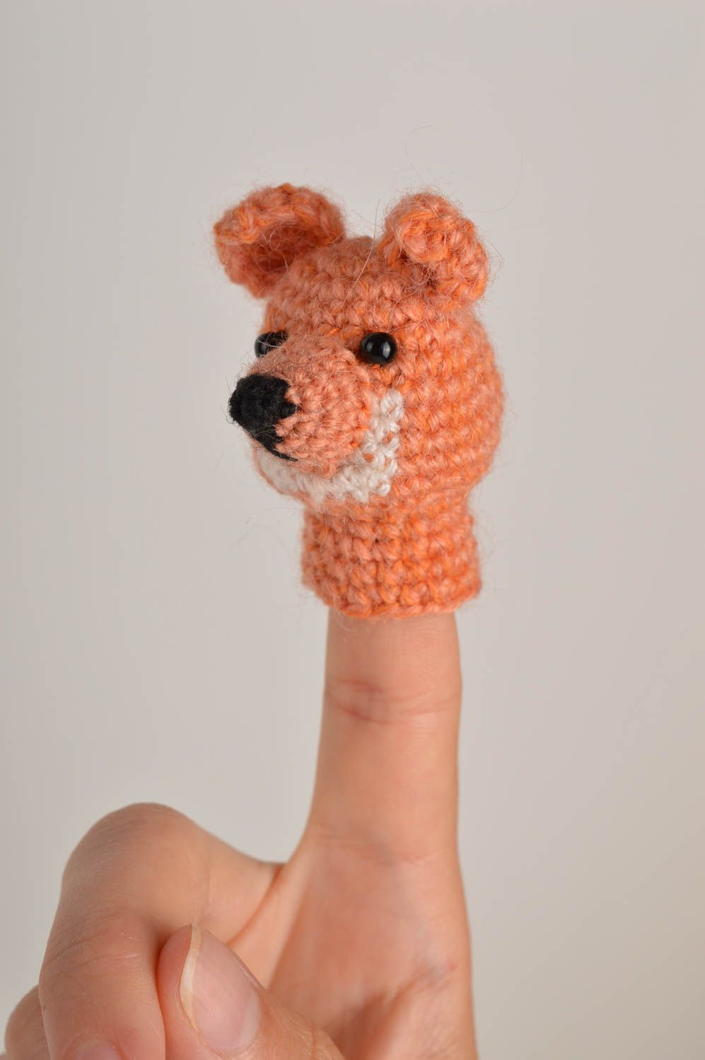 Marionnette renard faite main Petite peluche au crochet Cadeau pour enfant photo 1