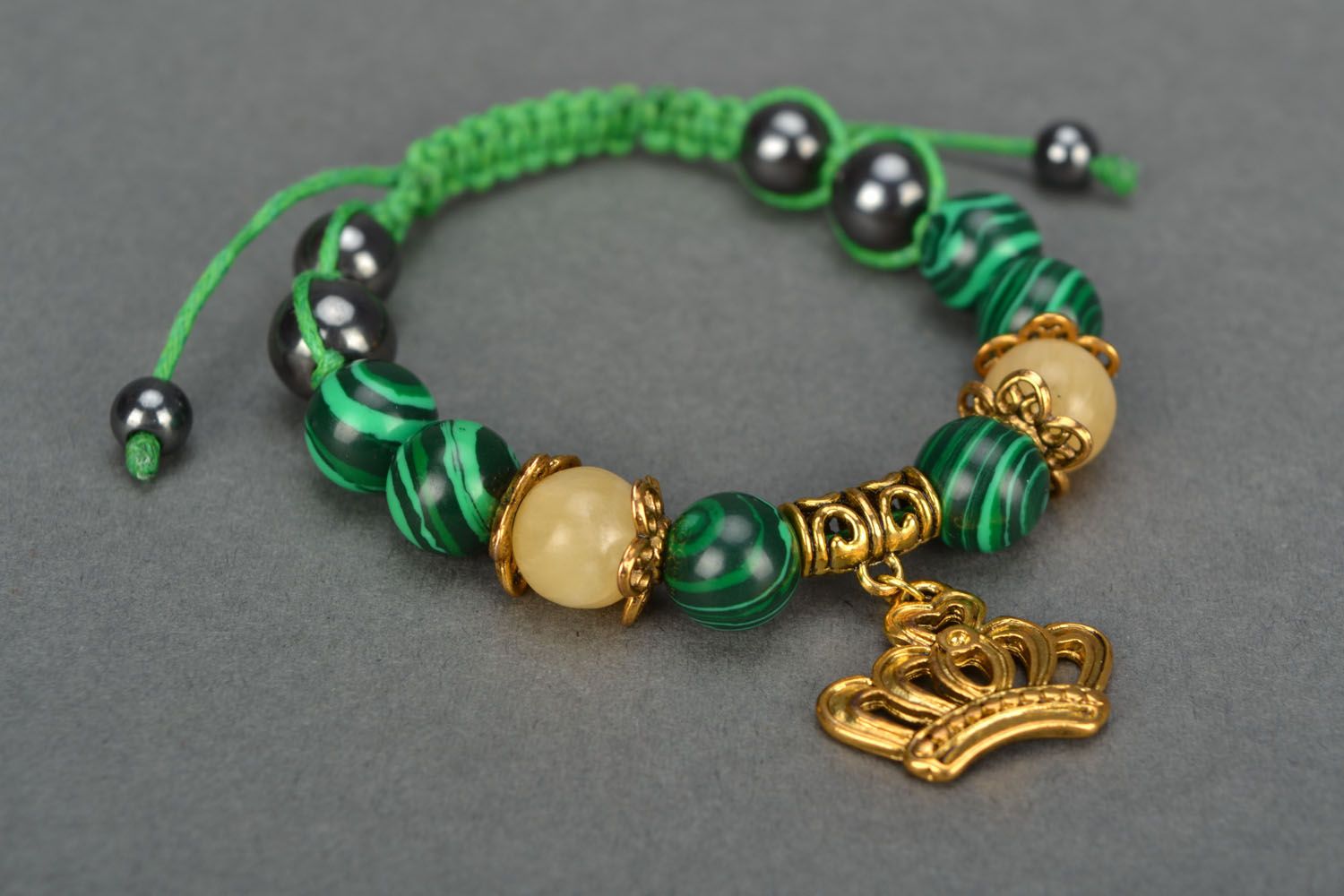 Bracelet with natural stones and charms photo 3