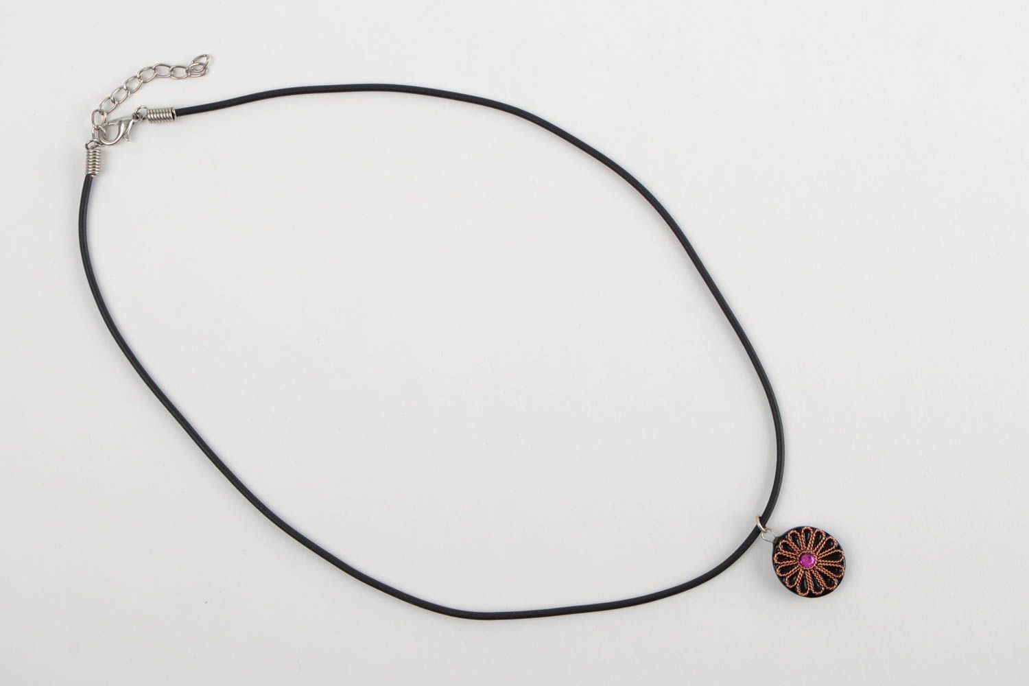 Handmade wooden pendant stylish neck accessory unusual round pendant gift photo 4