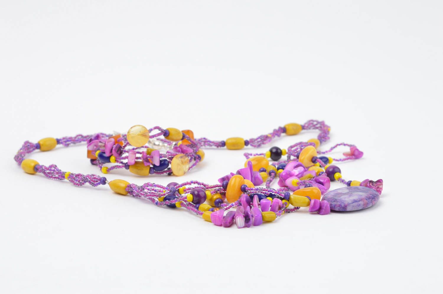 Handmade jewelry set of designer bracelet and bead necklace for girls photo 2