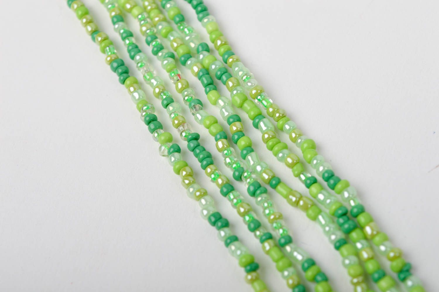 Bracelet multirang vert large Bijou fait main perles rocaille Cadeau pour femme photo 4
