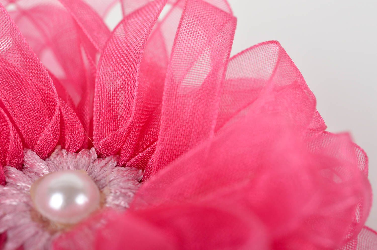 Élastique à cheveux fait main Accessoire cheveux fleur rose Cadeau femme photo 4