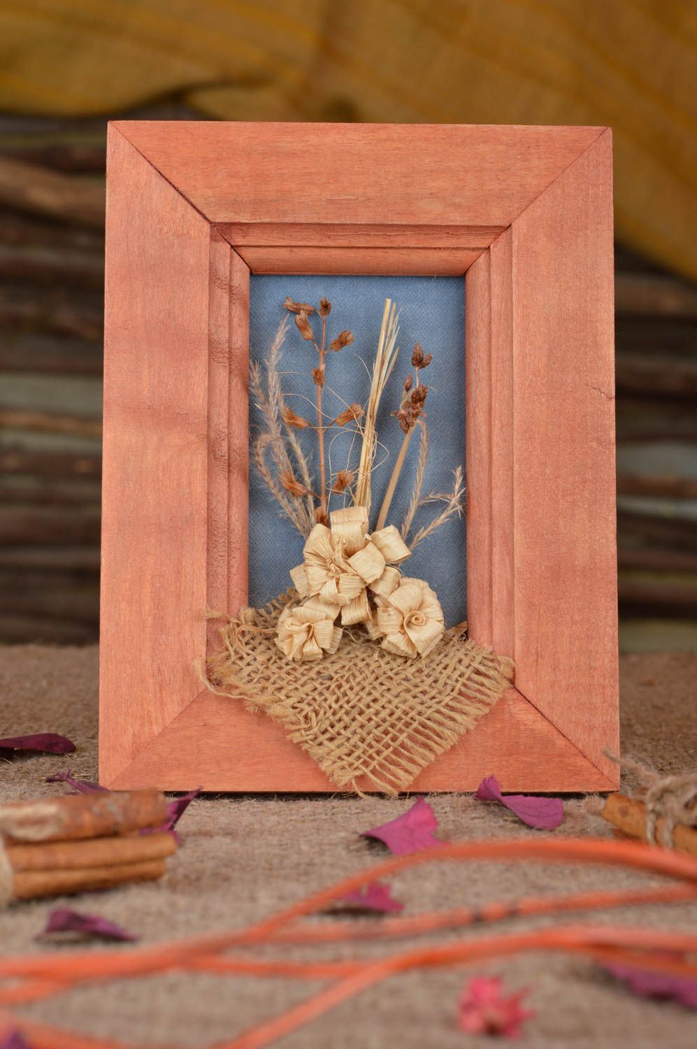 Beautiful handmade modern decorative picture created of natural materials photo 1