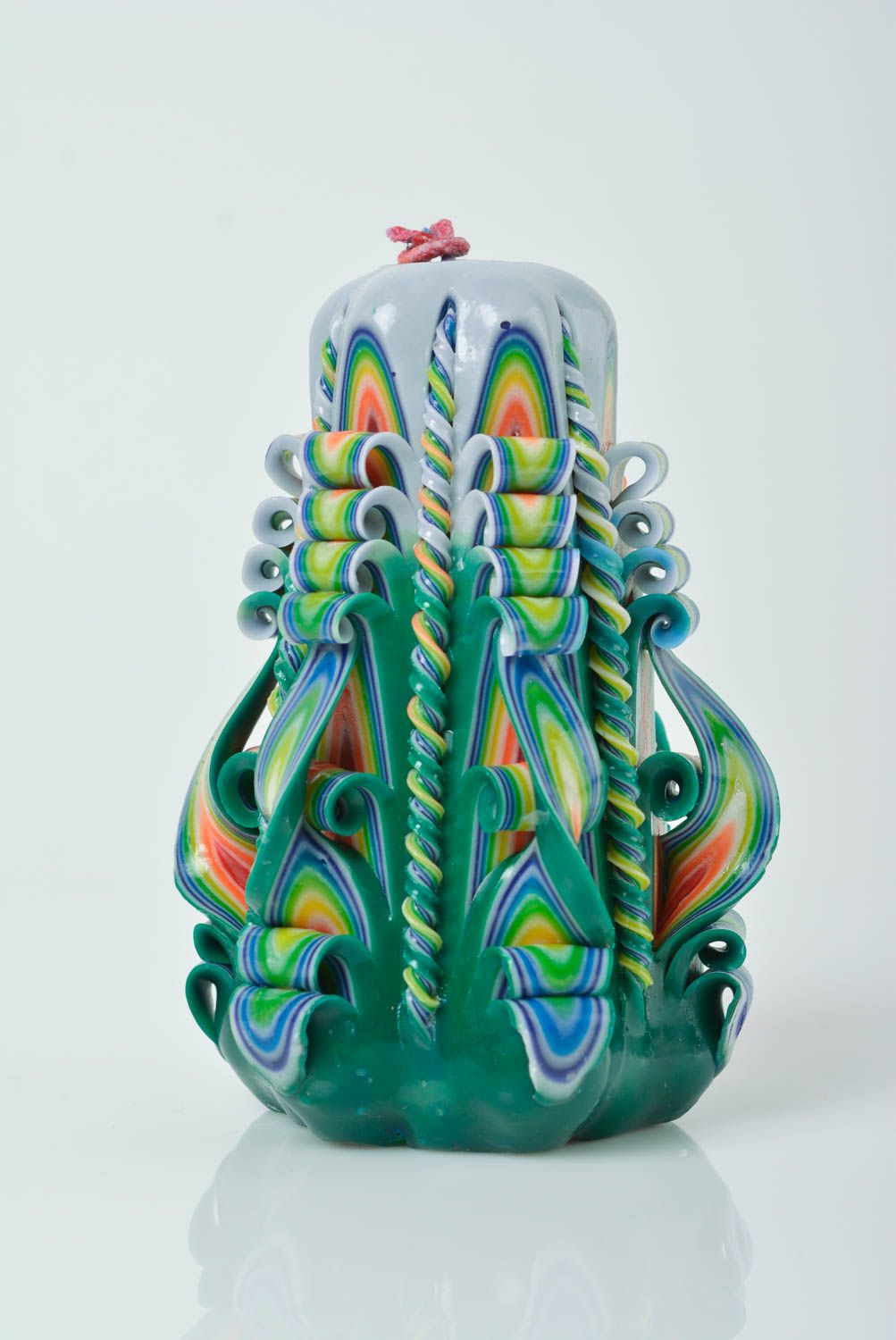 Bougie sculptée multicolore faite main en paraffine originale décorative design photo 1