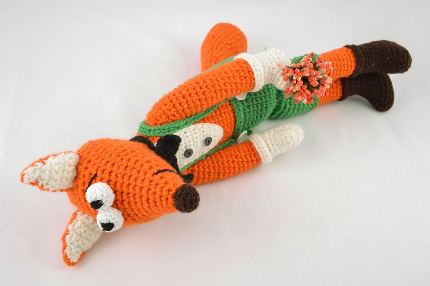 Soft crochet toy Fox with Flowers photo 1