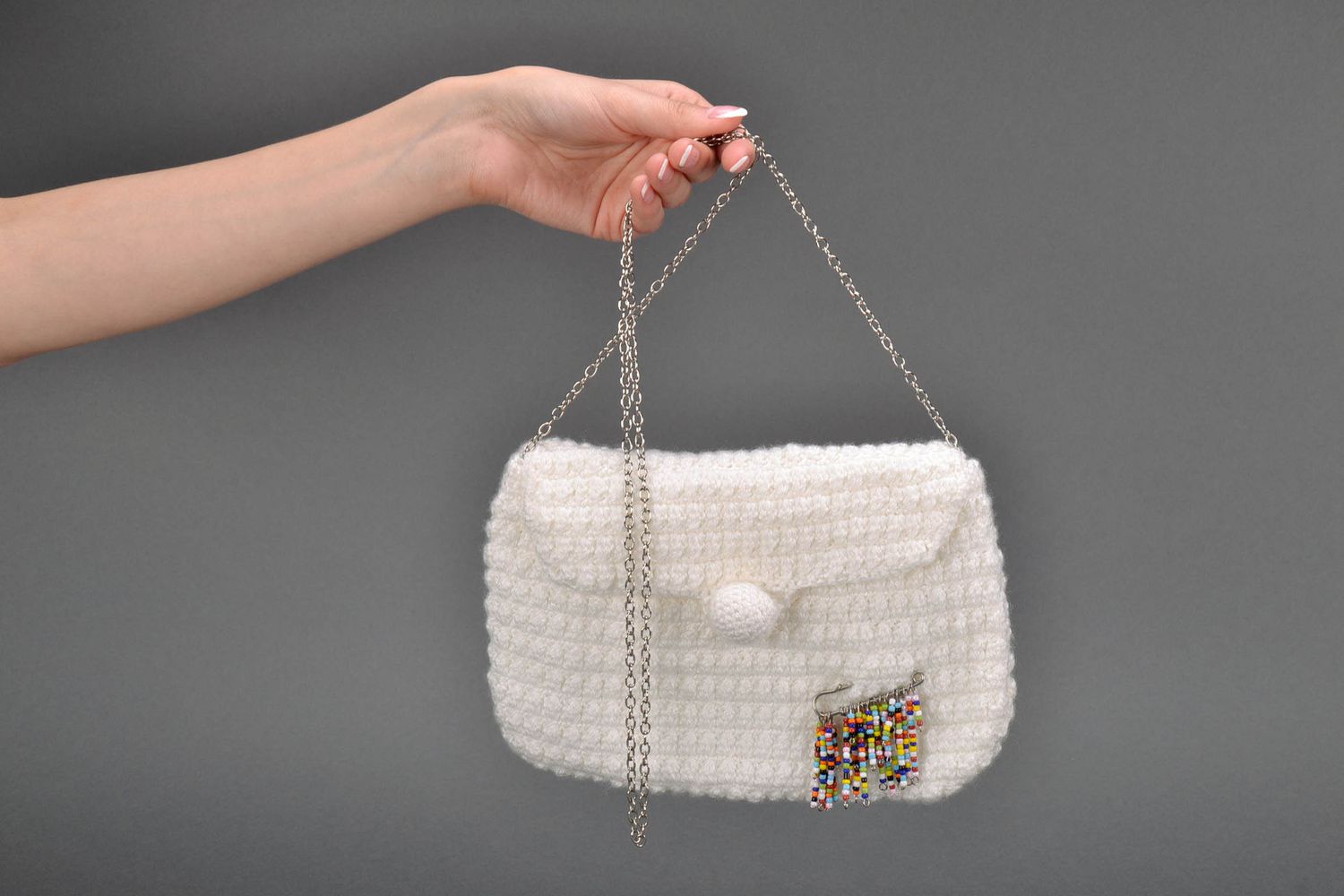Knitted bag made using acrylic threads photo 4
